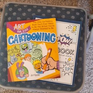 Cartoon drawing for kids and a blank comic book to make your own comic book.